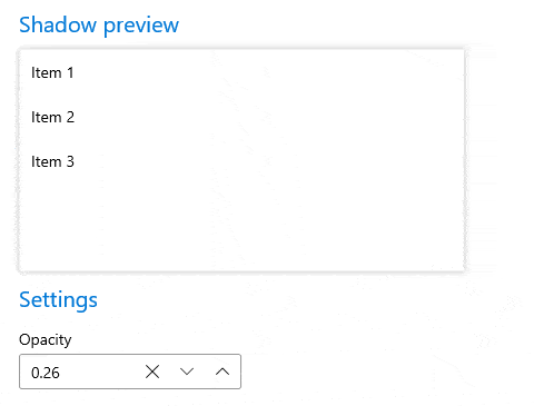 Telerik UI for WinUI Shadow Transparency