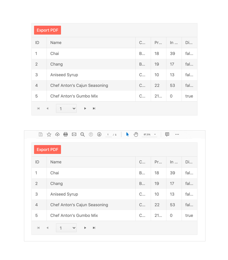 Kendo UI for Angular Grid - Export to Excel and PDF