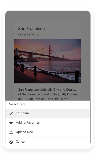 Telerik UI for ASP.NET Core Actionsheet Hover State