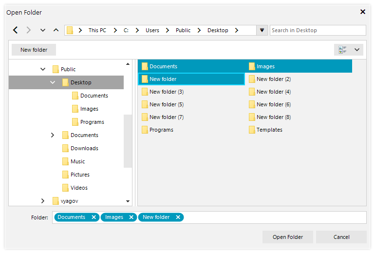 OpenFolderDialog in Telerik UI for WinForms